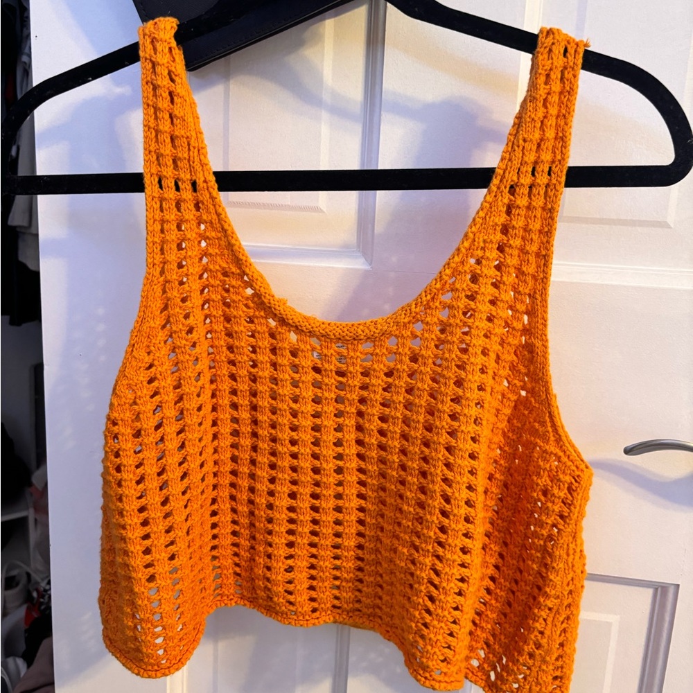 Knitted, orange cover up / top.
